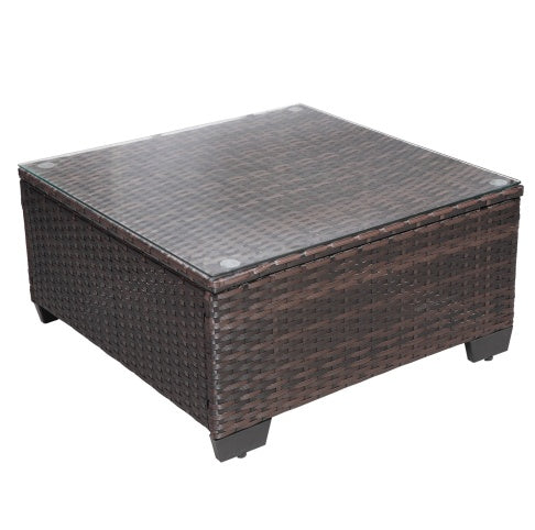 Outdoor Garden Patio Furniture 7 Piece Rattan/Wicker Cushioned Sofa Sets And Coffee Table