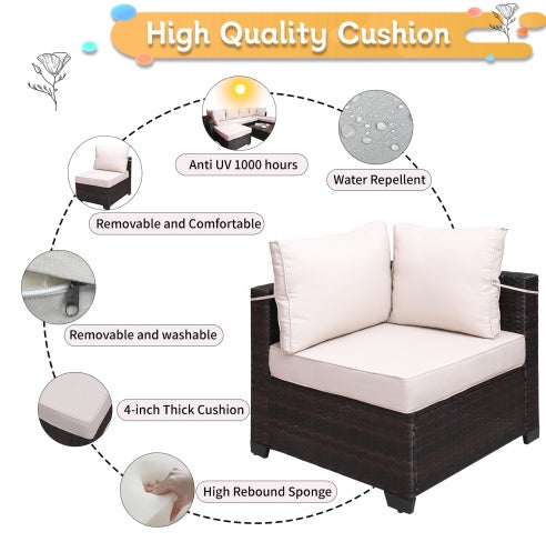 Outdoor Garden Patio Furniture 7 Piece Rattan/Wicker Cushioned Sofa Sets And Coffee Table