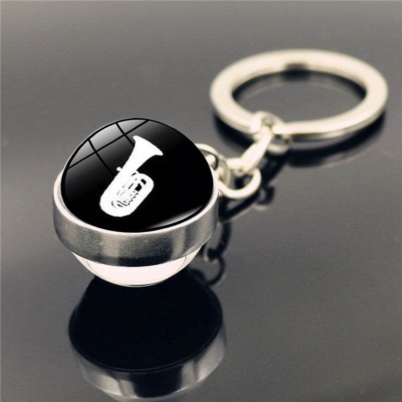 Piano Musical Instrument Time Stone Keychain Pendant