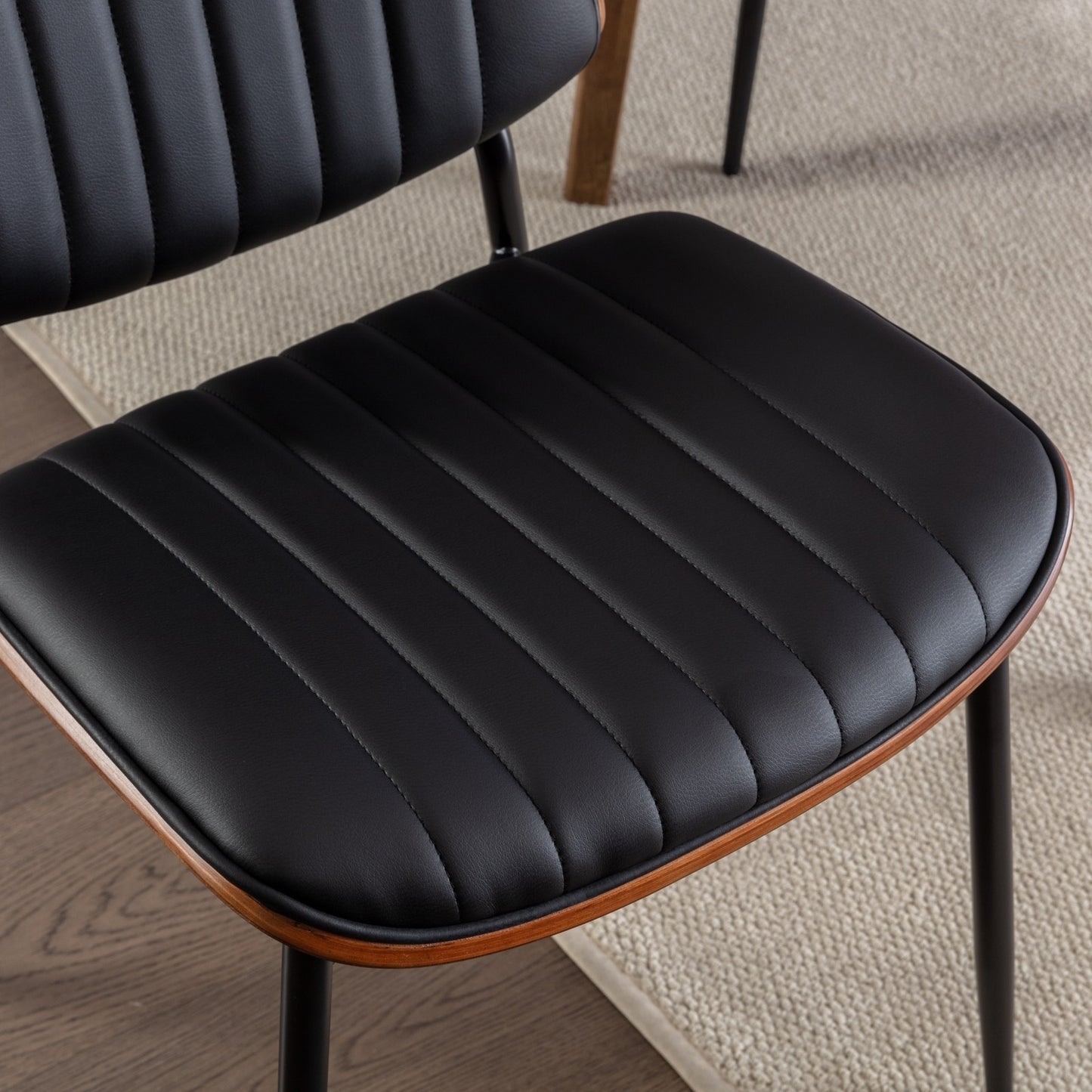 Dining Chairs Set Of 2 Mid Century Modern Retro Faux Leather Chair With Walnut