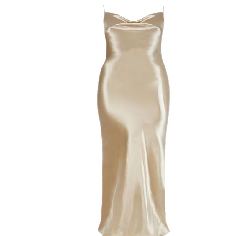 Beauty Clothing Sling Exposed Back Sexy Dress Slim Fit Fashion Long Skirt