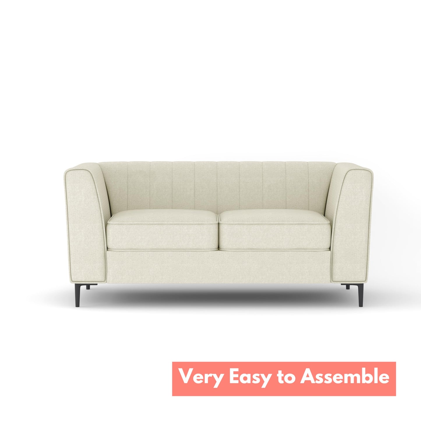 Aykah Enigma 3 Seater Sofa, Modern Upholstered Comfortable Sofa 76" with Channel Tufting, Armrest, Metal Legs, Perfect for Living Room Furniture or Bedroom (Linen, Oat)