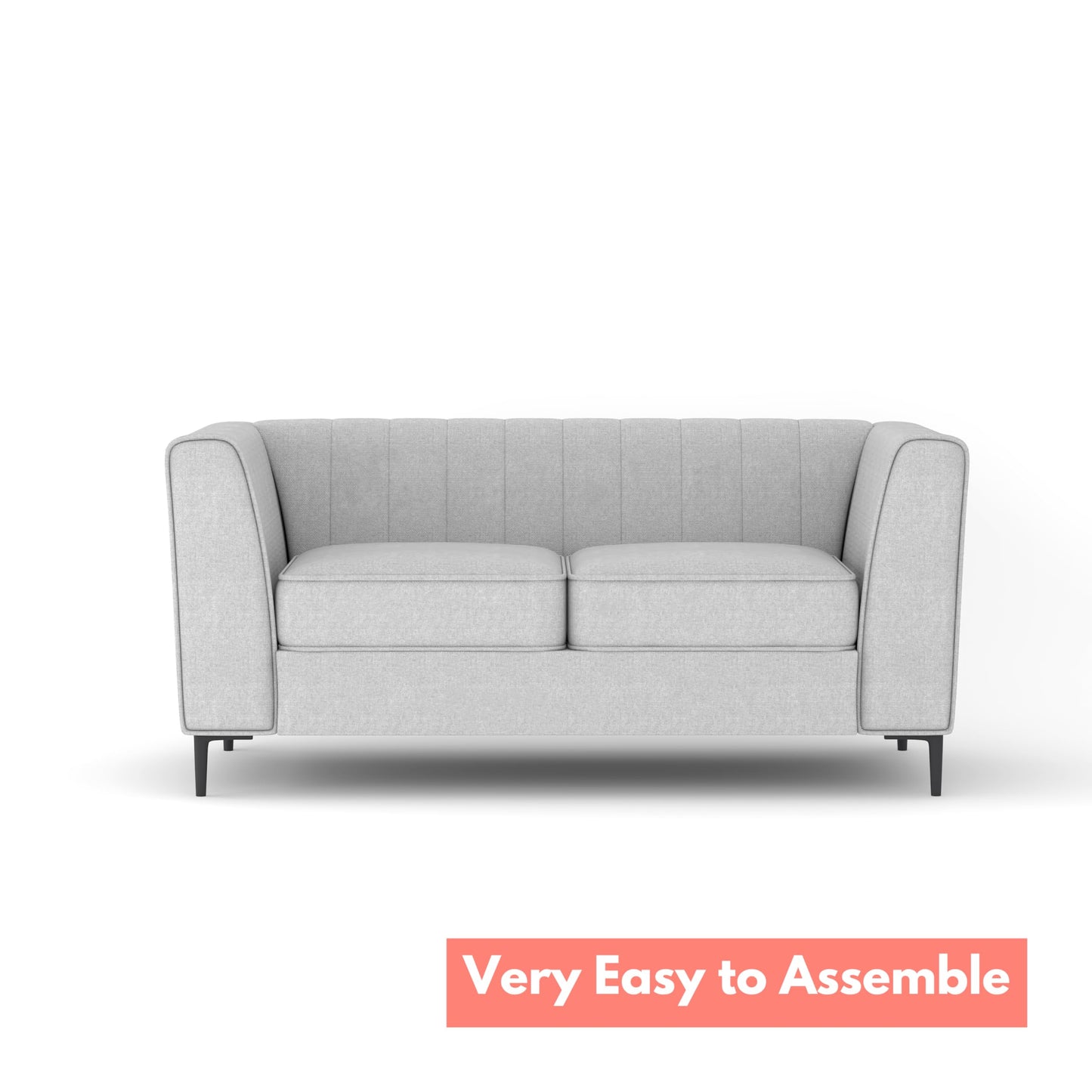 Aykah Enigma 3 Seater Sofa, Modern Upholstered Comfortable Sofa 76" with Channel Tufting, Armrest, Metal Legs, Perfect for Living Room Furniture or Bedroom (Linen, Oat)