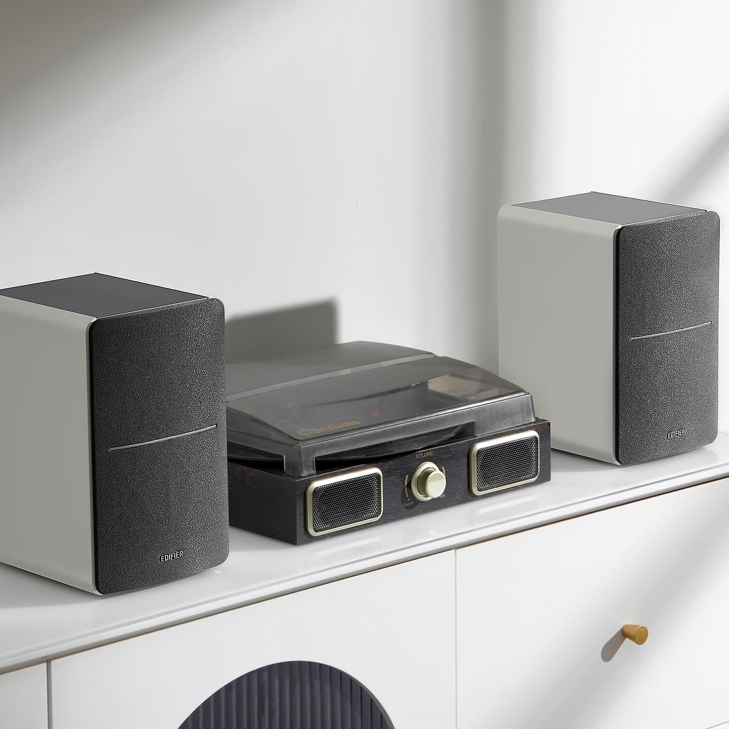 Edifier R1280DB Powered Bluetooth Bookshelf Speakers - Optical Input - Wireless Studio Monitors - 4 Inch Near Field Speaker - 42w RMS (Wood)