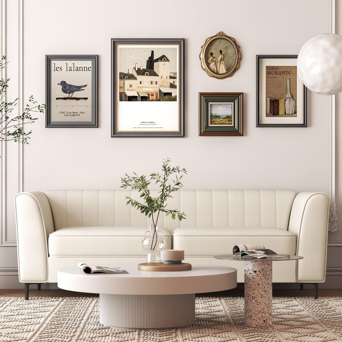 Aykah Enigma 3 Seater Sofa, Modern Upholstered Comfortable Sofa 76" with Channel Tufting, Armrest, Metal Legs, Perfect for Living Room Furniture or Bedroom (Linen, Oat)