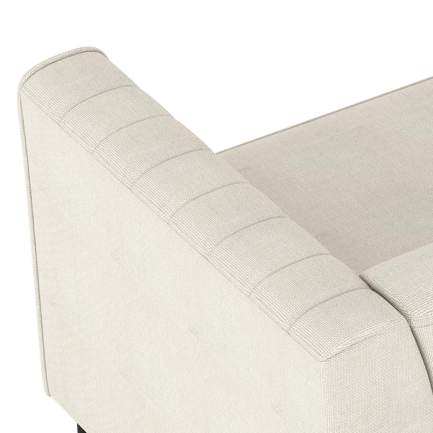 Aykah Enigma 3 Seater Sofa, Modern Upholstered Comfortable Sofa 76" with Channel Tufting, Armrest, Metal Legs, Perfect for Living Room Furniture or Bedroom (Linen, Oat)