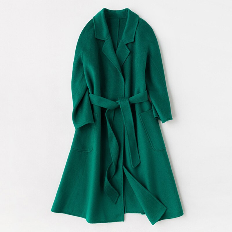 Women’s Long Wool Fur Jackets Ladies Trench Coats Wool Blends Cashmere Woollen Jacket