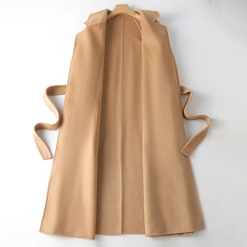 Women’s Long Wool Fur Jackets Ladies Trench Coats Wool Blends Cashmere Woollen Jacket