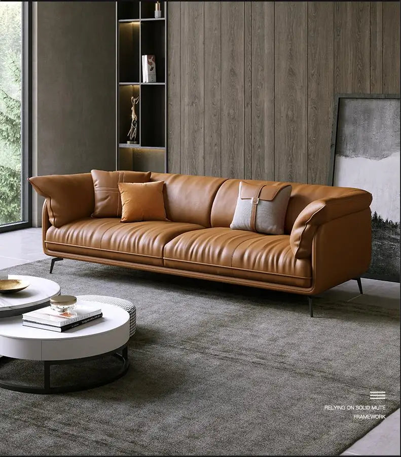 Modern Minimalist Leather Living Room Sofa Apartment Furniture Set Combination With Customized Color