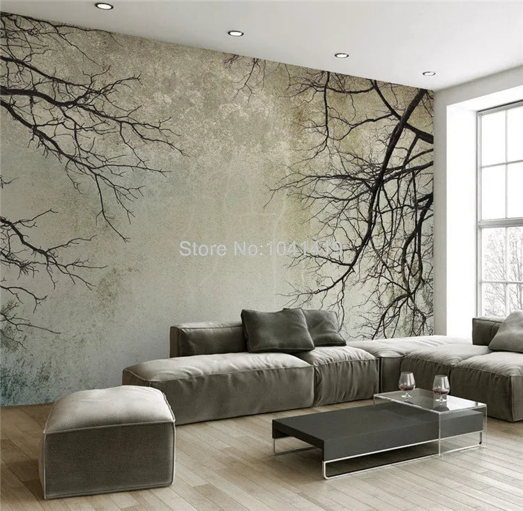Enchanting Simple Branch Sky Photo Wall Paper For Walls 3D Living Room Home Decor