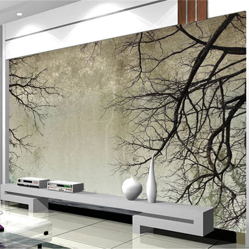 Enchanting Simple Branch Sky Photo Wall Paper For Walls 3D Living Room Home Decor