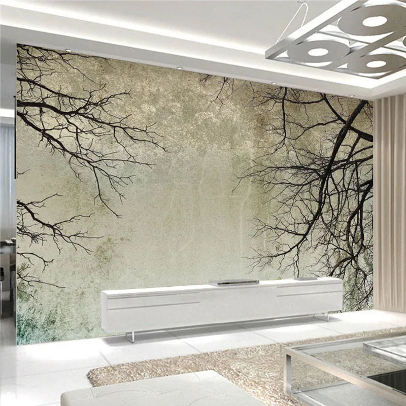 Enchanting Simple Branch Sky Photo Wall Paper For Walls 3D Living Room Home Decor
