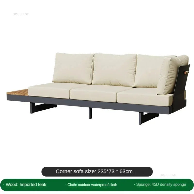 Metal Corner Sofa for Garden. Antiseptic Teak Outdoor Furniture. Light Luxury Comfortable Household Garden Sofa for Terrace