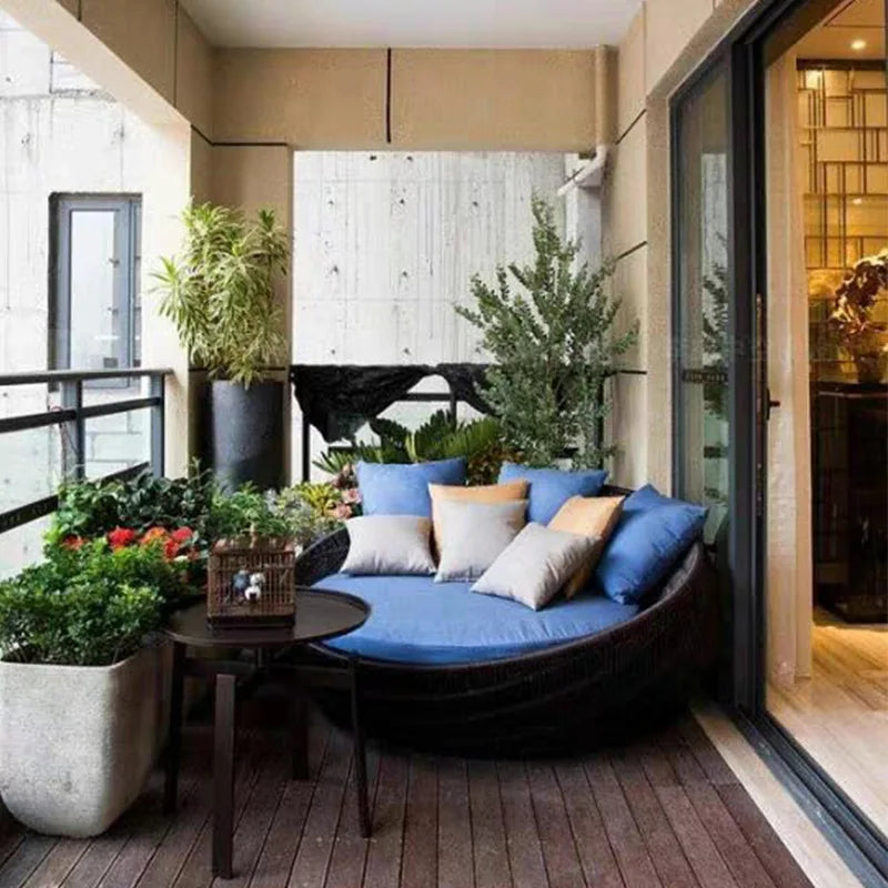Semi-Circular Rattan Sofas, Bird's Nest Circular Beds.Rattan Woven Lounge Chairs