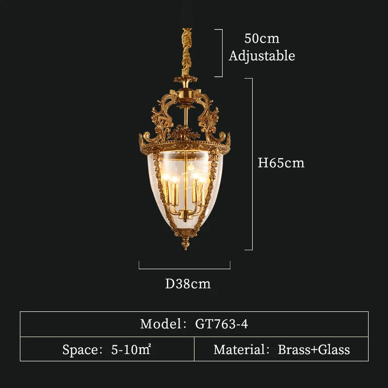 French Copper Porch Lamp Chandelier Indoor Hanging Lights Candle Led Lights