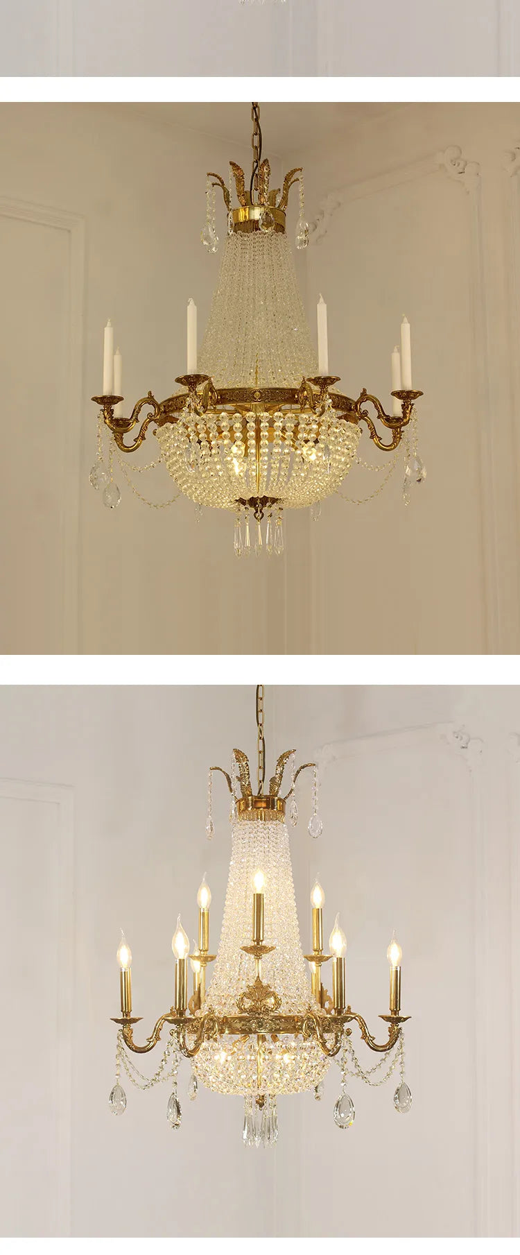 French Foyer Hanging Luxury Crystal Chandelier.