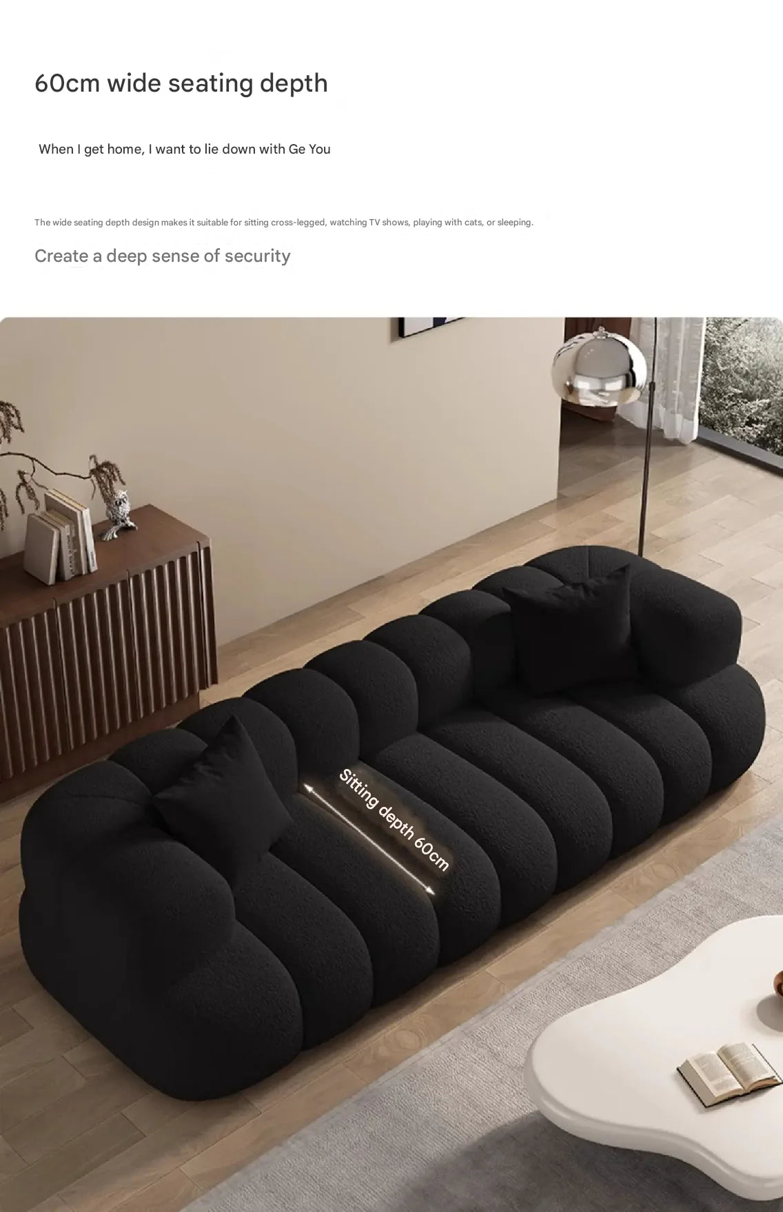 Black, Modern Living Room Sofa -Minimalist Lazy Luxury Living Sectional With European Appeal