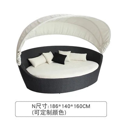 Semi-Circular Rattan Sofas, Bird's Nest Circular Beds.Rattan Woven Lounge Chairs