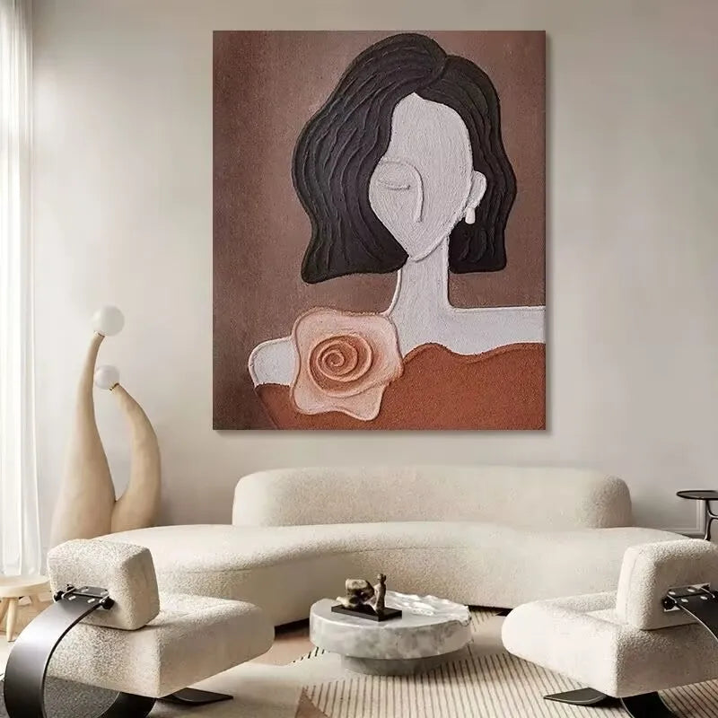 Retro Figure Texture Painting, 100% Hand-Painted Canvas Oil Painting