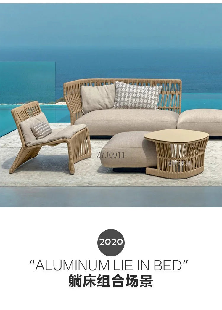 Outdoor Rattan Furniture Villa- Sun Room, Courtyard Garden Sofa Table and Chair Combination