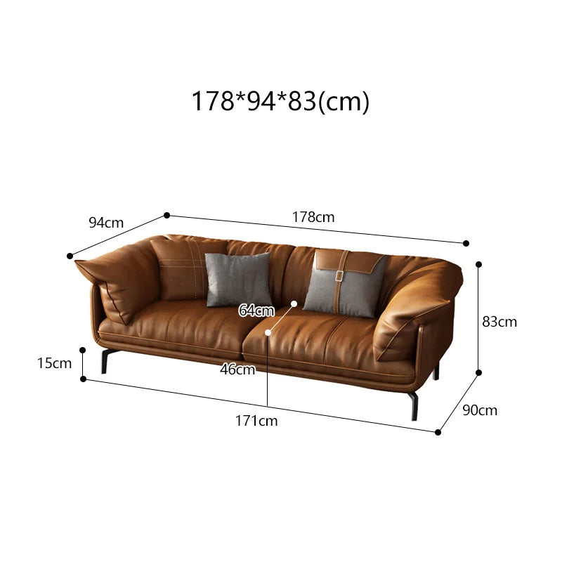 Modern Minimalist Leather Living Room Sofa Apartment Furniture Set Combination With Customized Color