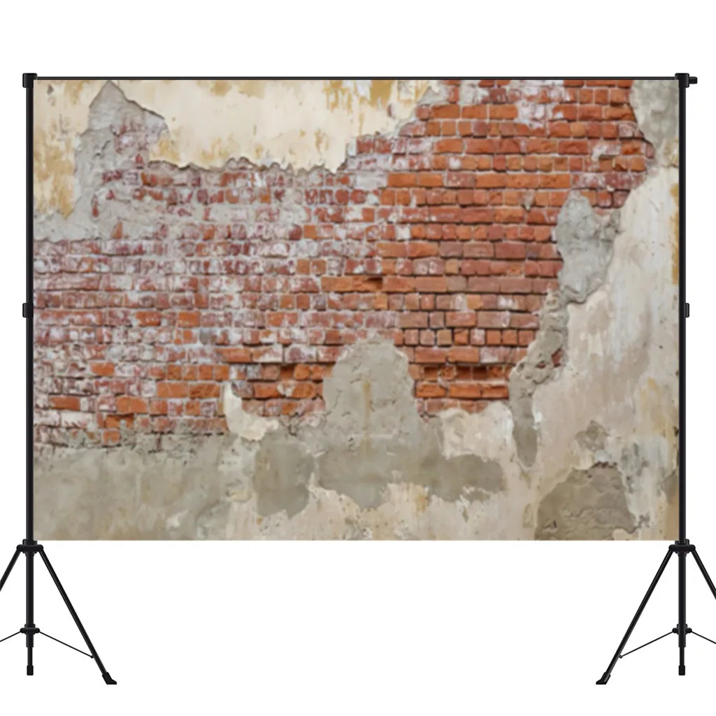 Brick Wall Party Photoshoot Backdrop Hydrated Lime White Cement Plaster Background Banner Photo Booth Studio Props