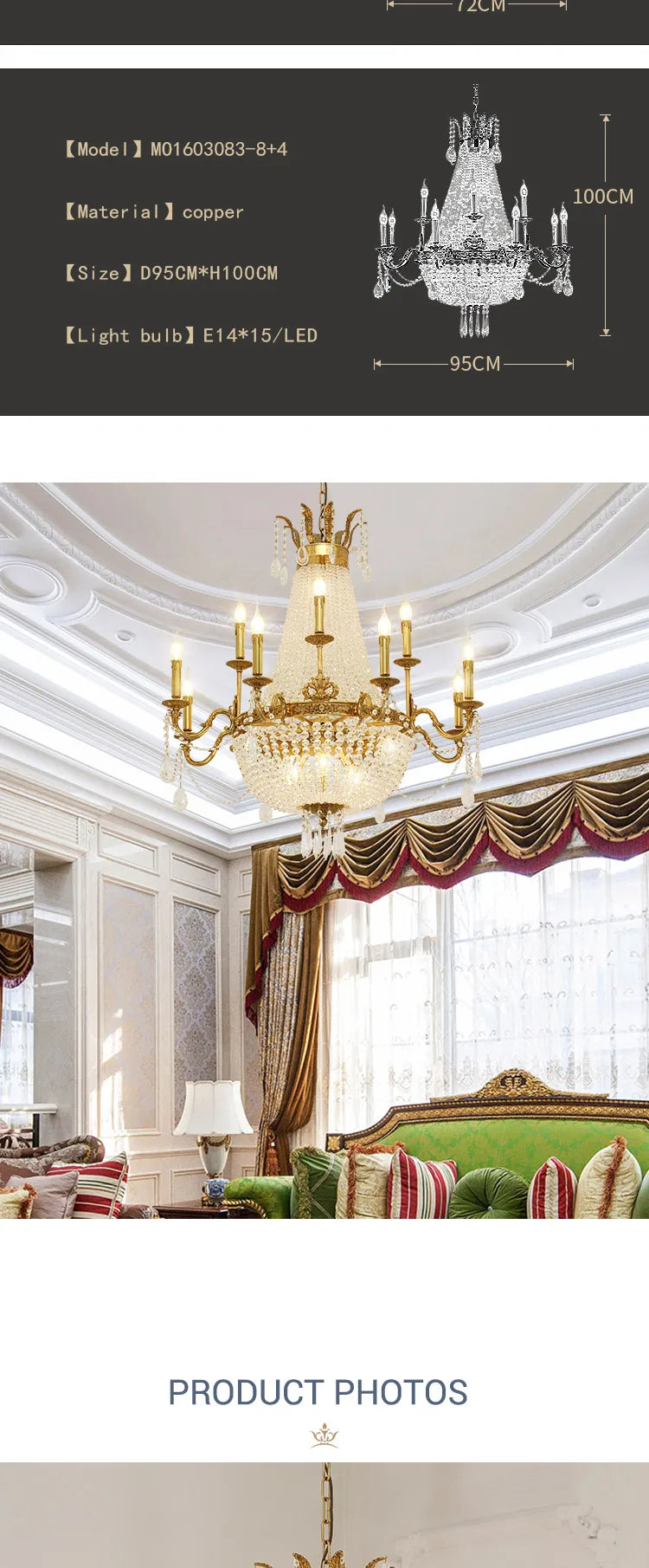 French Foyer Hanging Luxury Crystal Chandelier.