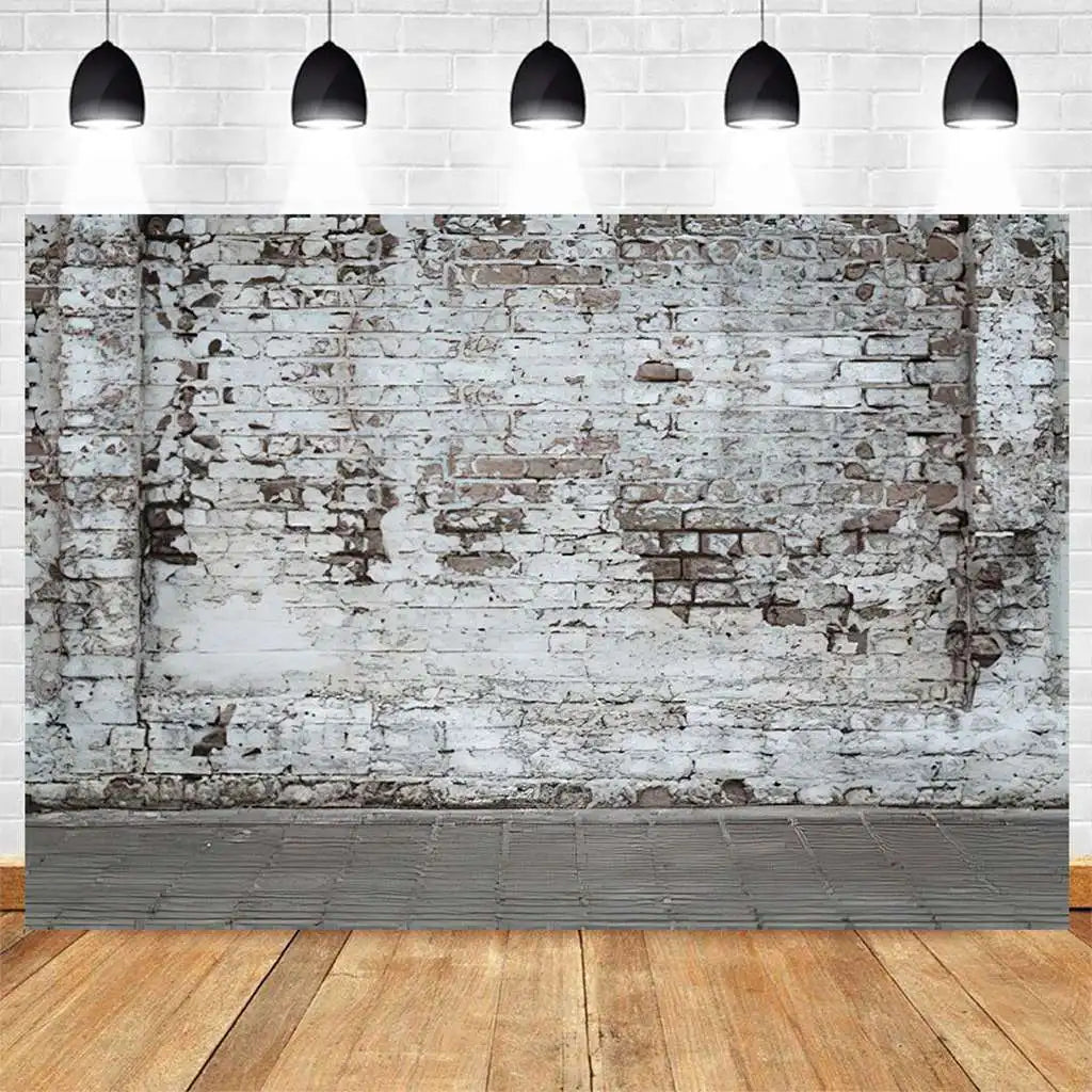 Brick Wall Party Photoshoot Backdrop Hydrated Lime White Cement Plaster Background Banner Photo Booth Studio Props