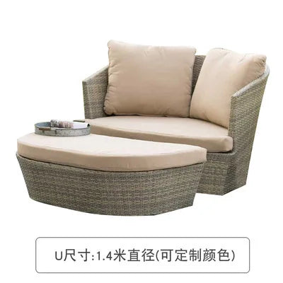 Semi-Circular Rattan Sofas, Bird's Nest Circular Beds.Rattan Woven Lounge Chairs