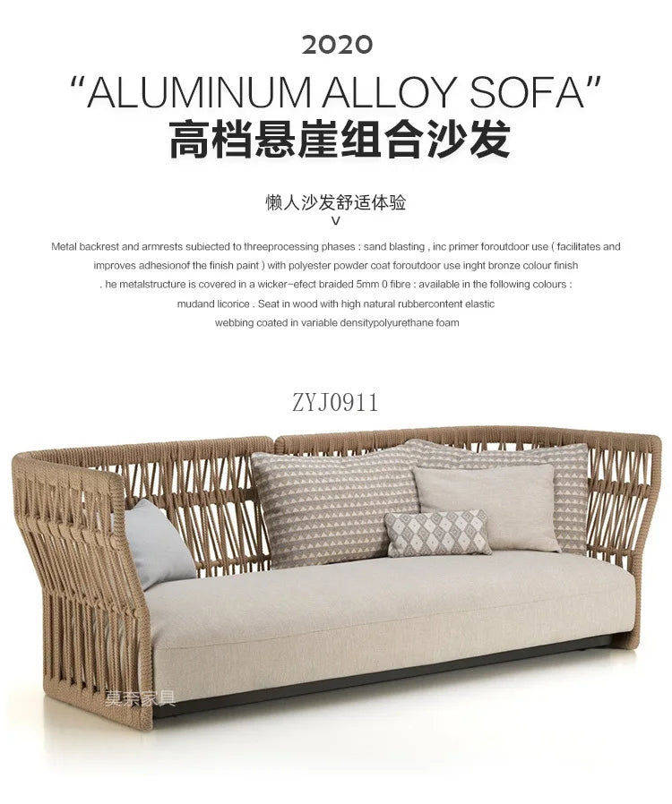 Outdoor Rattan Furniture Villa- Sun Room, Courtyard Garden Sofa Table and Chair Combination