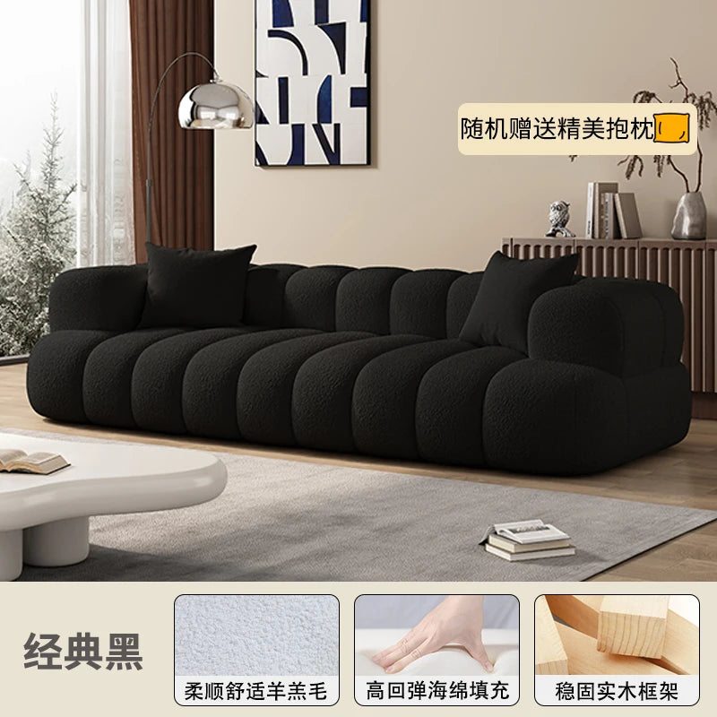 Black, Modern Living Room Sofa -Minimalist Lazy Luxury Living Sectional With European Appeal