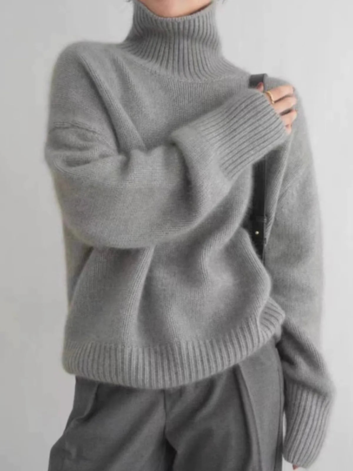 2025 Autumn and Winter New Thick Cashmere Sweater Women High Neck Pullover Sweater Warm Loose Knitted Base Sweater Jacket Tops