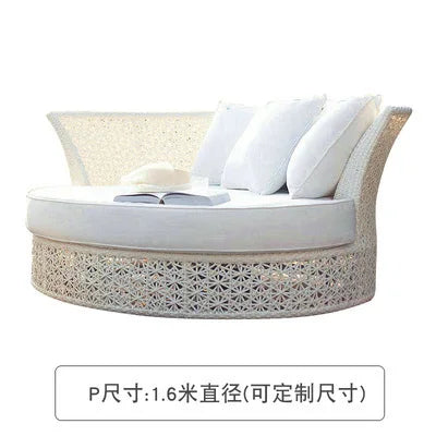 Semi-Circular Rattan Sofas, Bird's Nest Circular Beds.Rattan Woven Lounge Chairs