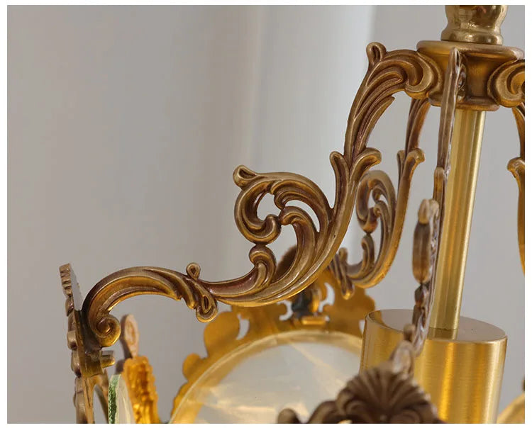 French-Style Retro Copper Ice Flower Glass Small Chandelier Bedside Balcony Porch Pendant Lighting Cloakroom Hanging Lamp