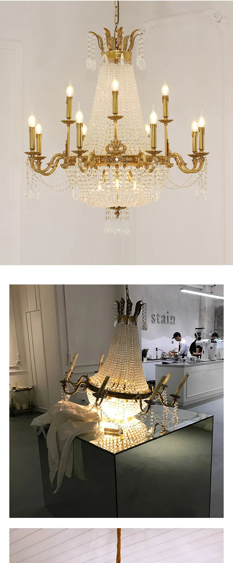 French Foyer Hanging Luxury Crystal Chandelier.