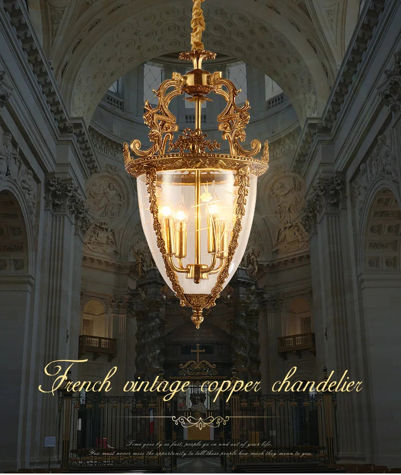 French Copper Porch Lamp Chandelier Indoor Hanging Lights Candle Led Lights