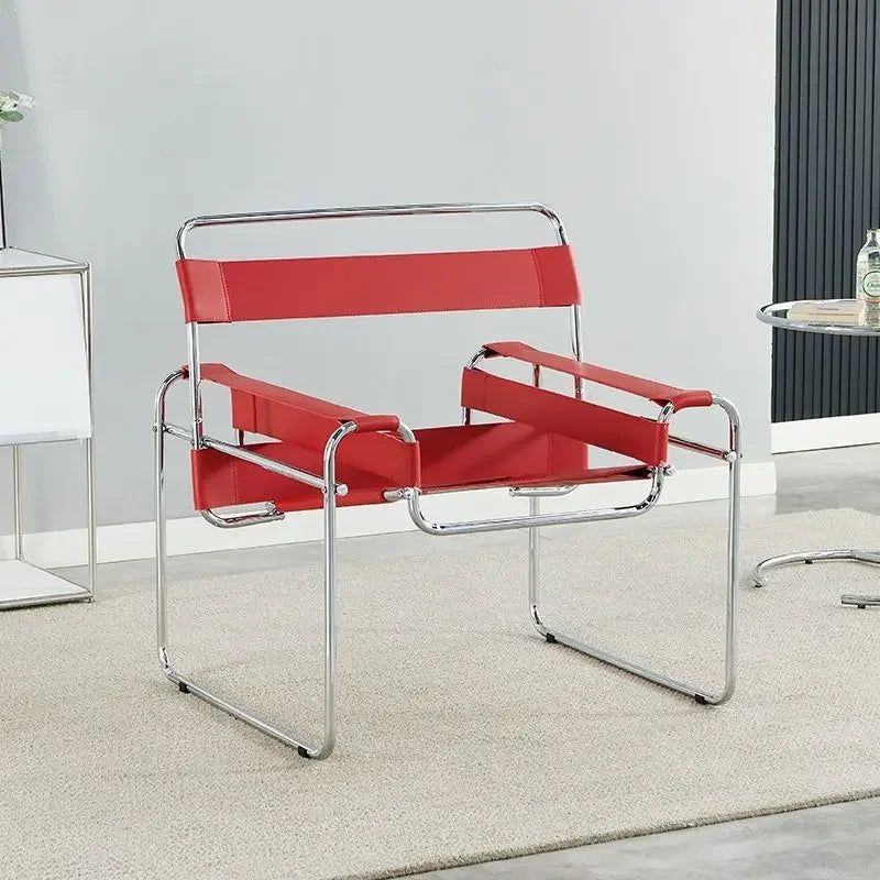 Vassili Leisure Chair Single Chair.Industrial Style Bauhaus Saddle Leather Simple Network.
