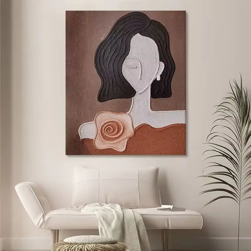 Retro Figure Texture Painting, 100% Hand-Painted Canvas Oil Painting