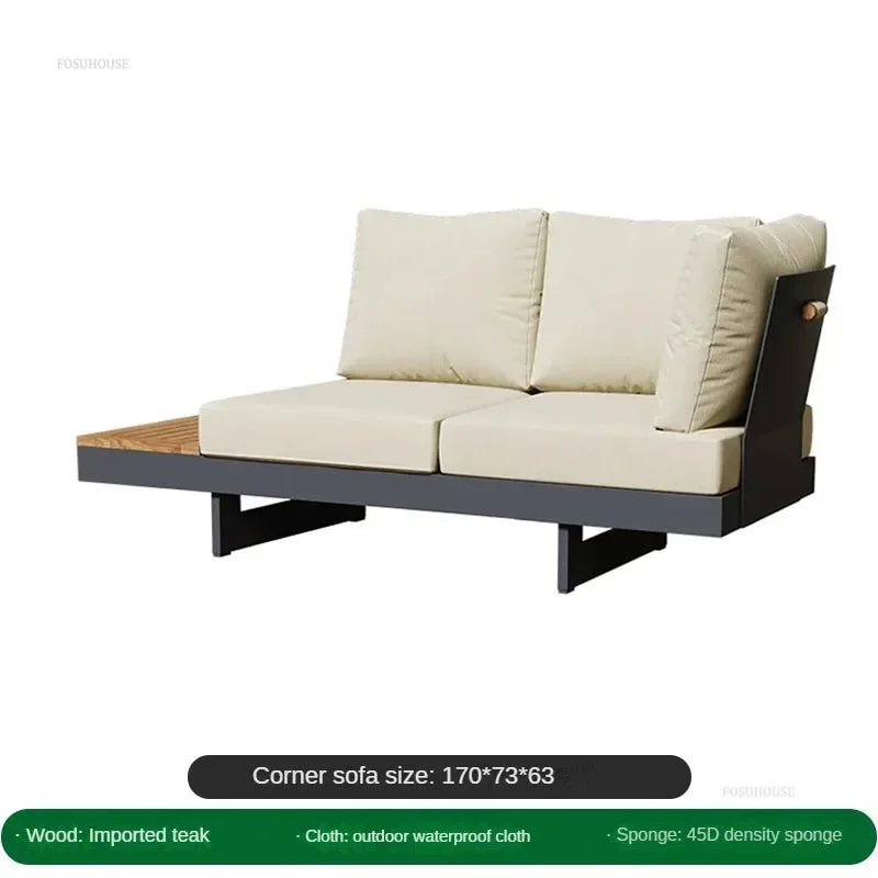 Metal Corner Sofa for Garden. Antiseptic Teak Outdoor Furniture. Light Luxury Comfortable Household Garden Sofa for Terrace