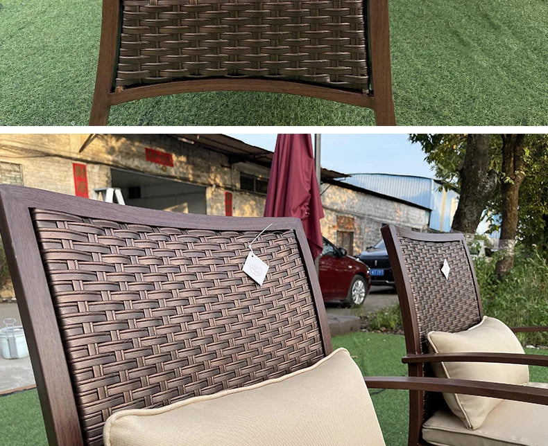 Outdoor Furniture. Rattan Woven Leisure Chair. Aluminum Alloy, Waterproof and Sunscreen Design. Tea Table Single Chair