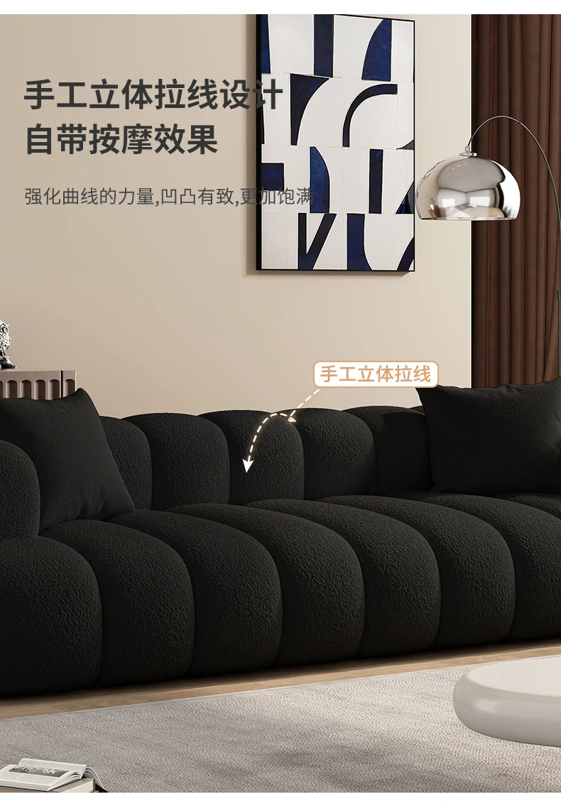 Black, Modern Living Room Sofa -Minimalist Lazy Luxury Living Sectional With European Appeal