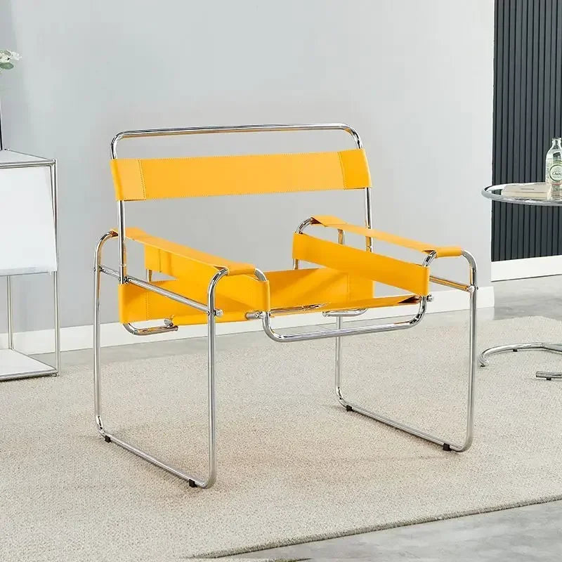Vassili Leisure Chair Single Chair.Industrial Style Bauhaus Saddle Leather Simple Network.