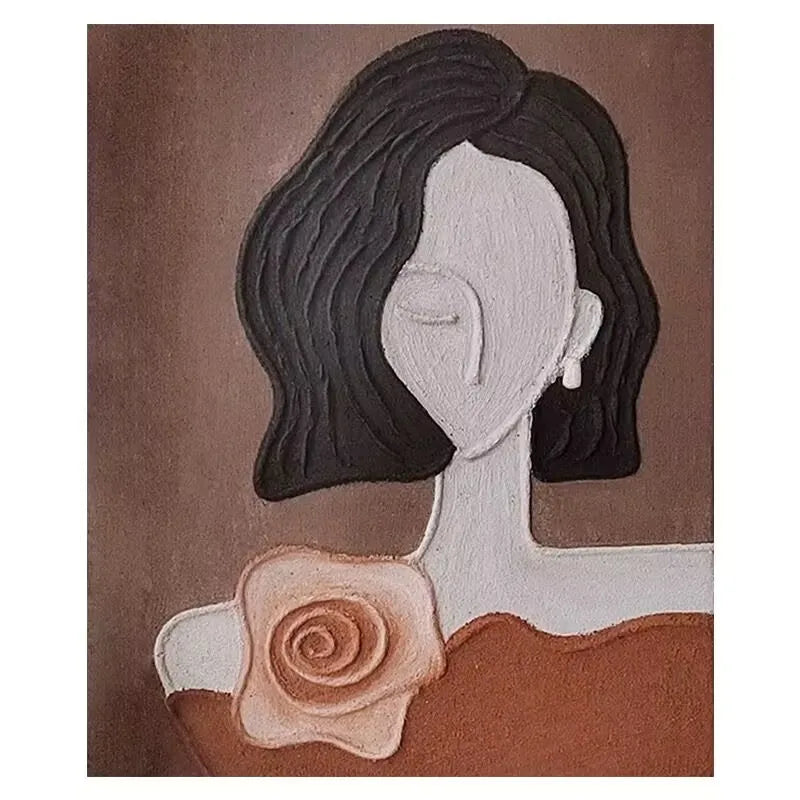 Retro Figure Texture Painting, 100% Hand-Painted Canvas Oil Painting