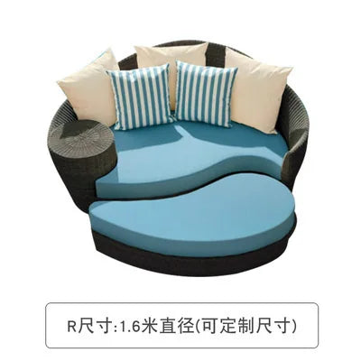 Semi-Circular Rattan Sofas, Bird's Nest Circular Beds.Rattan Woven Lounge Chairs