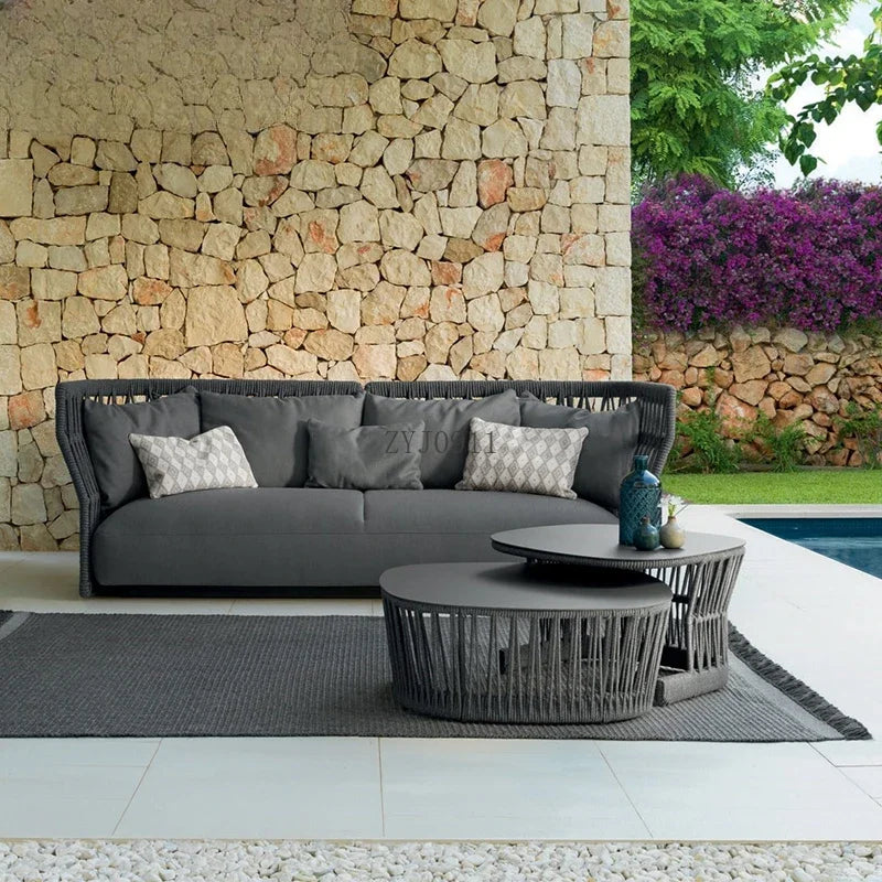 Outdoor Rattan Furniture Villa- Sun Room, Courtyard Garden Sofa Table and Chair Combination