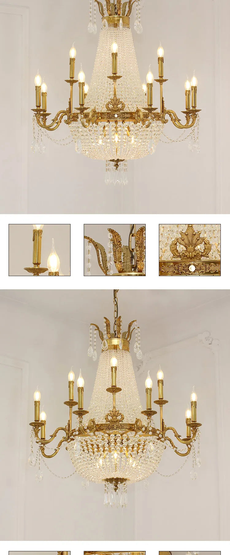 French Foyer Hanging Luxury Crystal Chandelier.