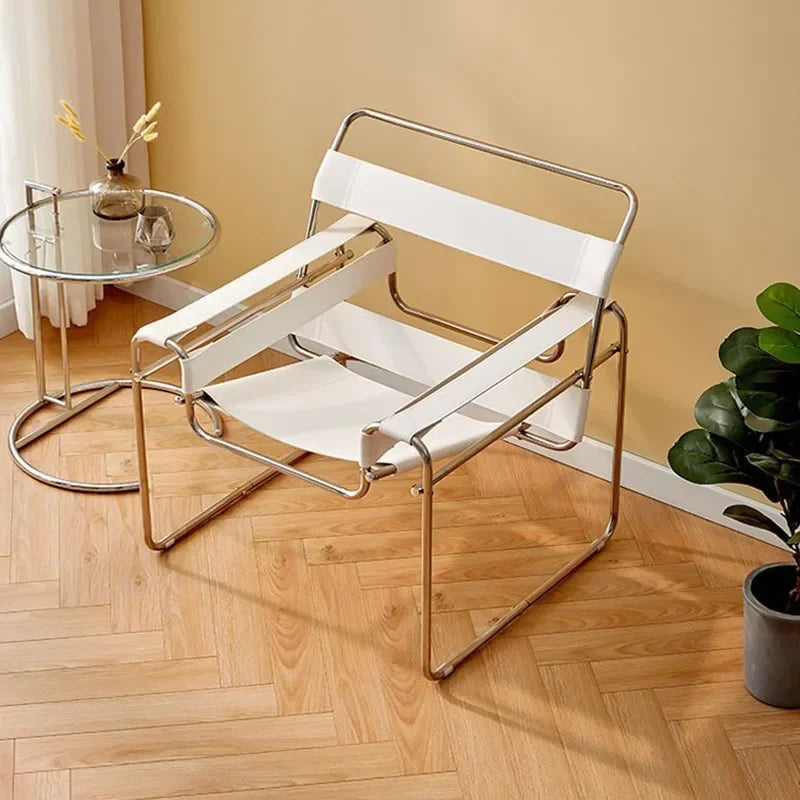 Vassili Leisure Chair Single Chair.Industrial Style Bauhaus Saddle Leather Simple Network.
