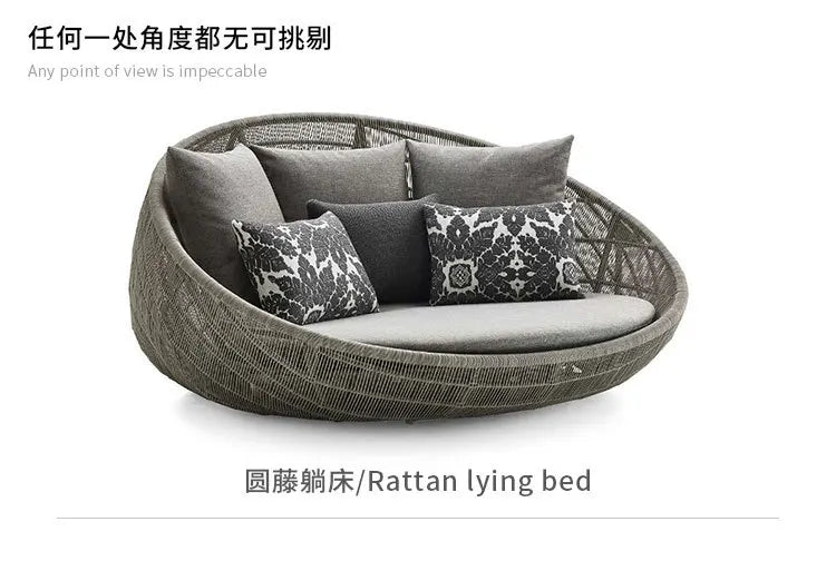 Semi-Circular Rattan Sofas, Bird's Nest Circular Beds.Rattan Woven Lounge Chairs