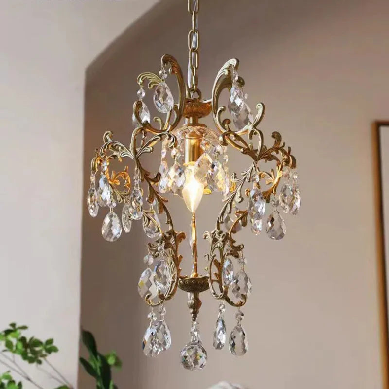 European Crystal Chandelier, Copper Lamp, Bedroom Cloakroom, Entrance Hallway Small Chandelier, Retro Balcony If American Lamp