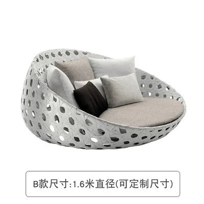 Semi-Circular Rattan Sofas, Bird's Nest Circular Beds.Rattan Woven Lounge Chairs